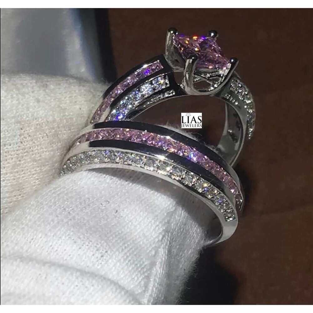 New 18k white gold wedding ring set - Picture 4 of 4